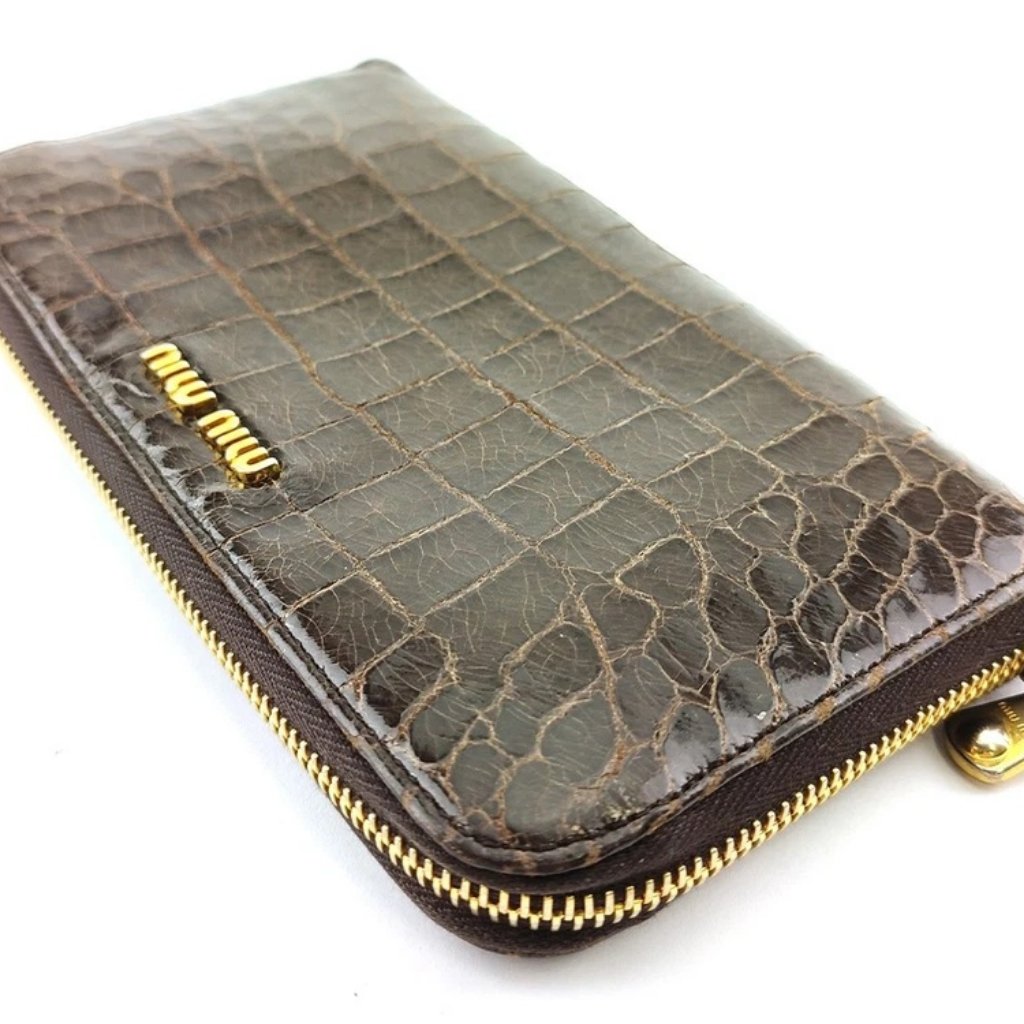 Miumiu Purse Brown Gold Women Authentic Secondhand